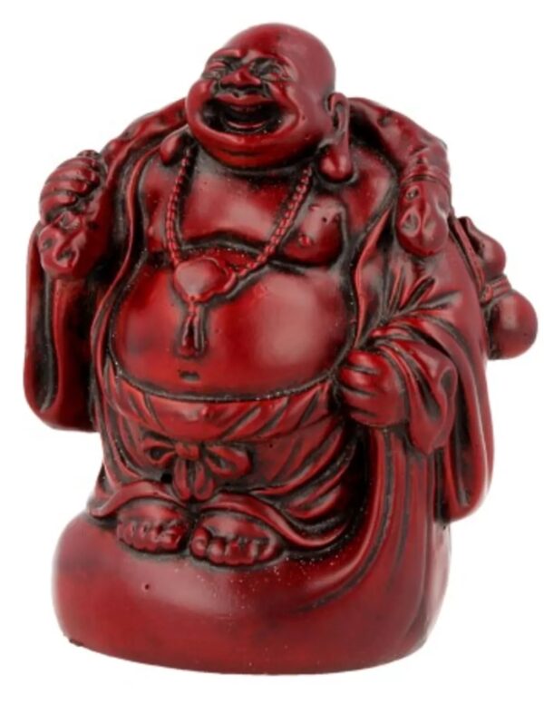Boeddha rood, 9 cm, staand met kruik