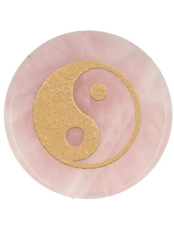 Roze kwarts zaksteen Yin Yang