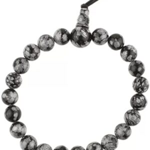 Obsidiaan sneeuwvlok powerbead armband