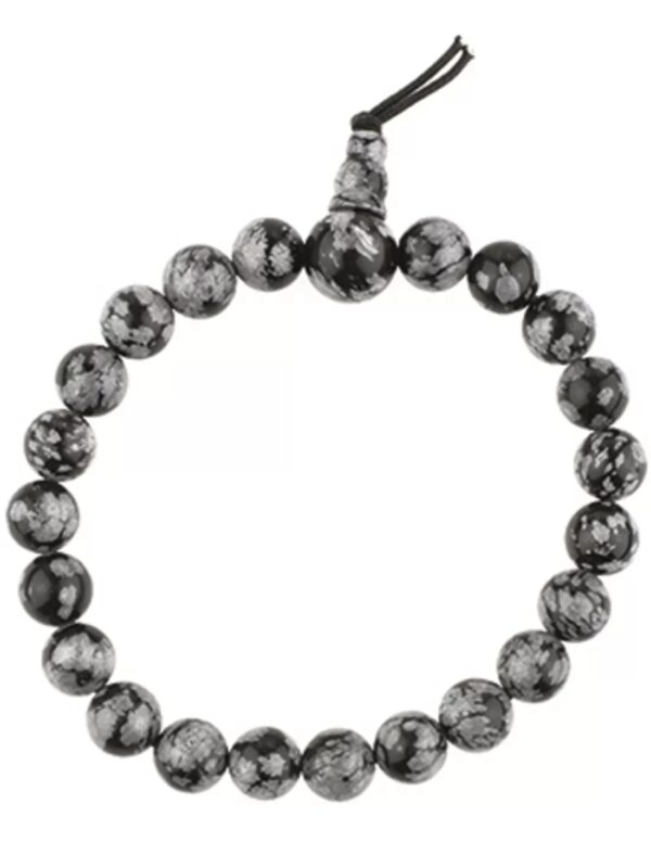 Obsidiaan sneeuwvlok powerbead armband