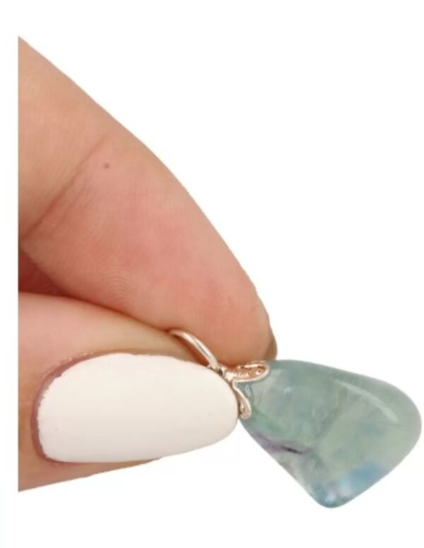 Fluoriet blauw edelsteen hanger - Image 5
