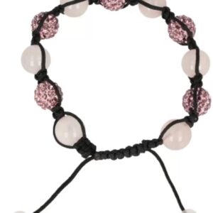 Roze kwarts glitter shamballa armband