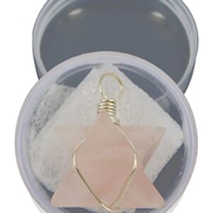 Merkabah hanger in doosje, Roze kwarts