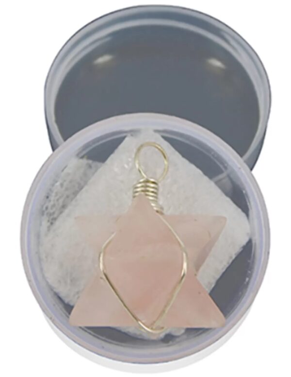 Merkabah hanger in doosje, Roze kwarts