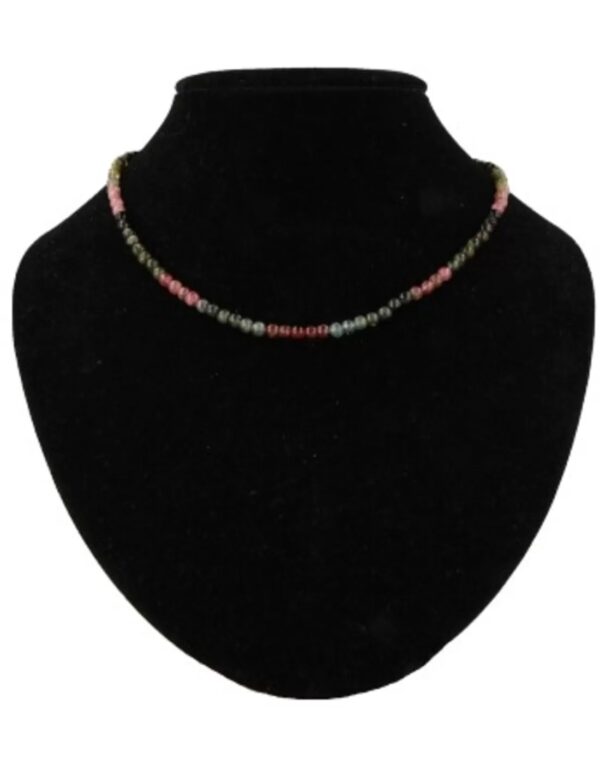 Toermalijn watermeloen collier rond 4mm