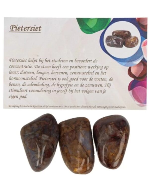 Pietersiet 50 gr. trommelstenen (mt3) met info