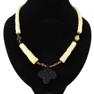 Bohemian ketting Jade met zwarte bloemhanger