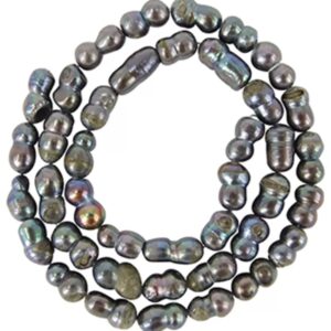 Parel grijs kralen streng dubbel 6 mm (bijgekleurd)