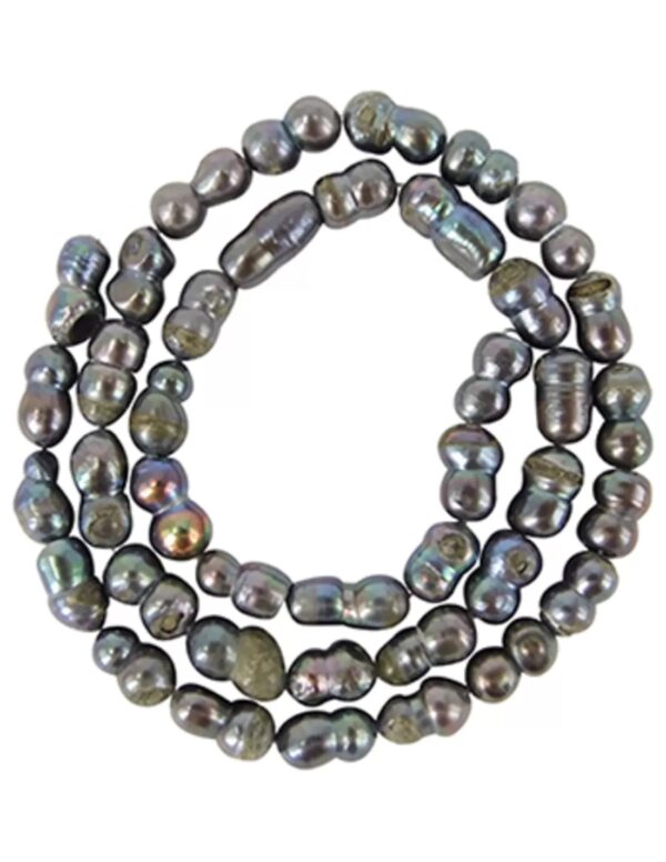Parel grijs kralen streng dubbel 6 mm (bijgekleurd)
