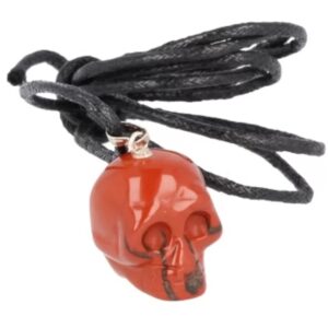 Jaspis rood schedelhanger aan koord
