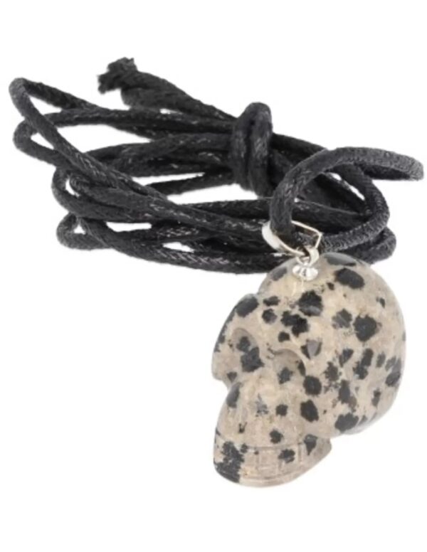 Jaspis dalmatiër schedelhanger aan koord