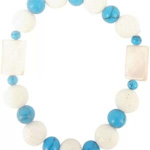 Armband Howliet blauw / Parelmoer / Schuimkoraal wit (imitatie)