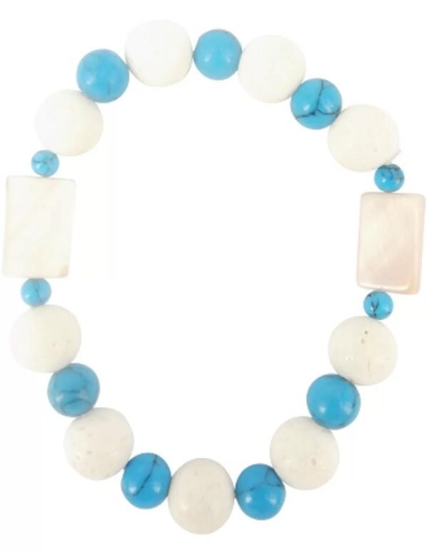 Armband Howliet blauw / Parelmoer / Schuimkoraal wit (imitatie)