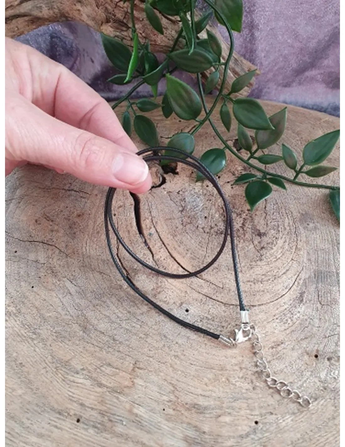 Halsketting zwart waskoord met verlengketting - Image 2