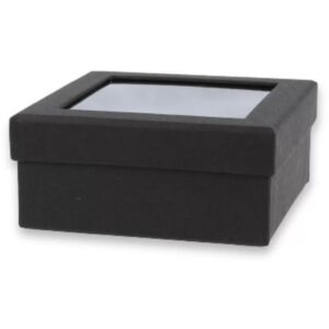 Verpakkingsdoosje zwart 90x90 mm met raam