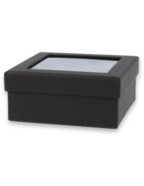 Verpakkingsdoosje zwart 90x90 mm met raam