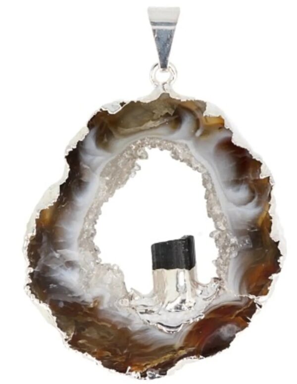 Agaat open hanger met Toermalijn zilverkleur - Image 3