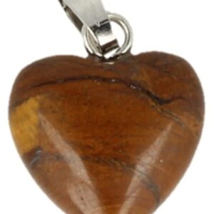 Tijgerijzer / Tijgeroog hart hanger 12 mm