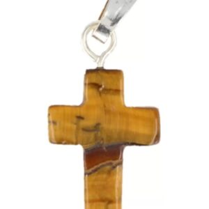 Tijgeroog kruis hanger 14 mm
