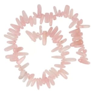 Roze kwarts longdrop kralen streng