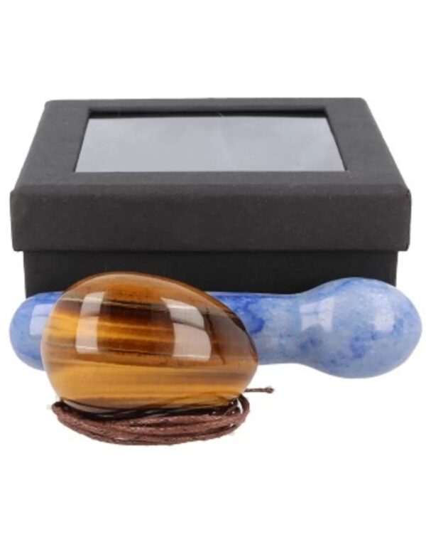 Yoni massage set Tijgeroog / Blauwe kwarts