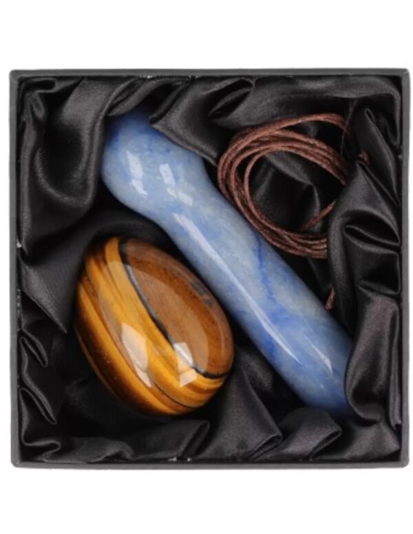 Yoni massage set Tijgeroog / Blauwe kwarts - Image 2
