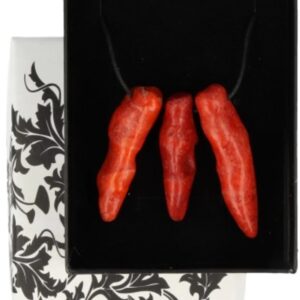 Chili Koraal trio-hanger aan waskoord (imitatie)
