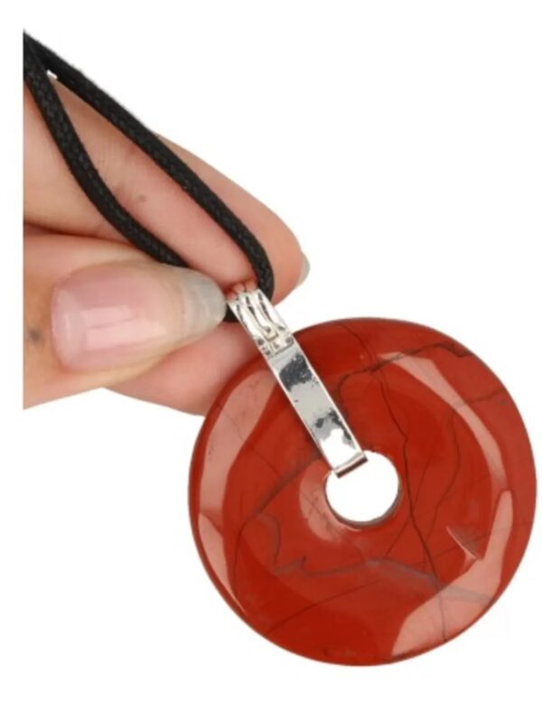 Jaspis rood donuthanger 40 mm aan koord - Image 4