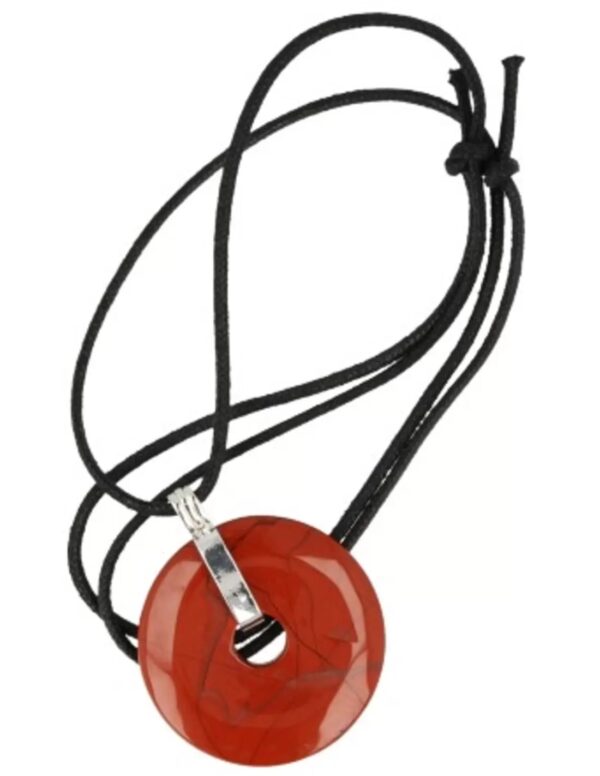 Jaspis rood donuthanger 40 mm aan koord - Image 5