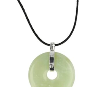 Jade Serpentijn donuthanger 40 mm aan koord
