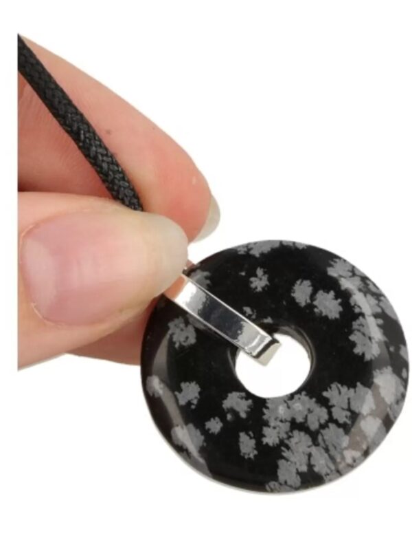 Obsidiaan sneeuwvlok donuthanger 30 mm aan koord - Image 3