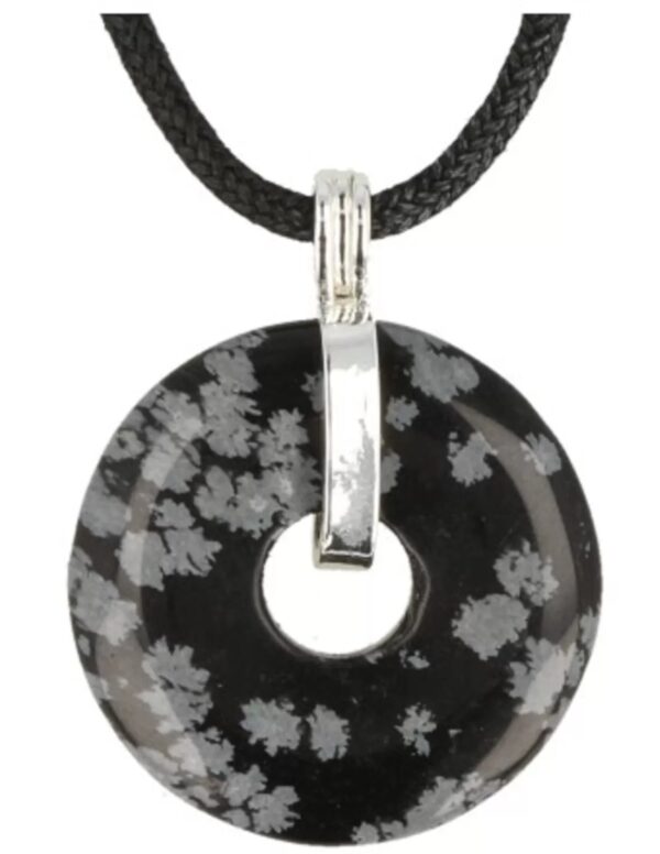 Obsidiaan sneeuwvlok donuthanger 30 mm aan koord - Image 4