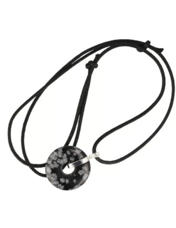 Obsidiaan sneeuwvlok donuthanger 30 mm aan koord - Image 5