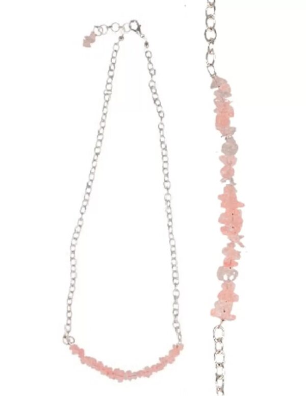 Roze kwarts bar ketting
