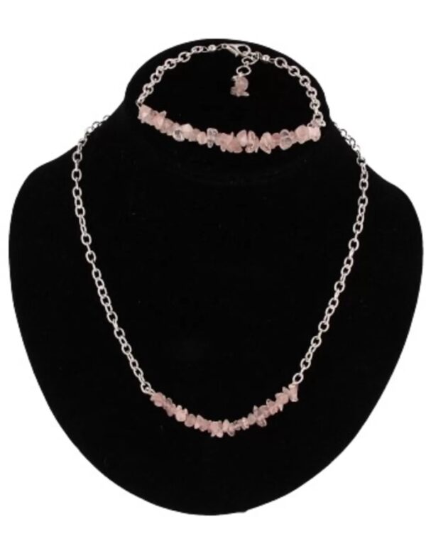 Roze kwarts bar ketting - Image 2