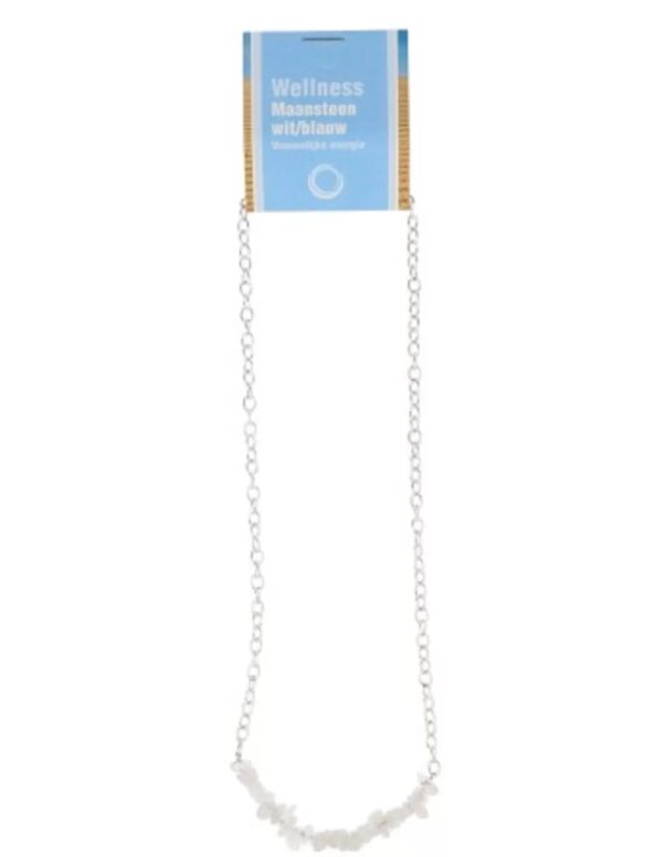 Maansteen regenboog bar ketting + kaart