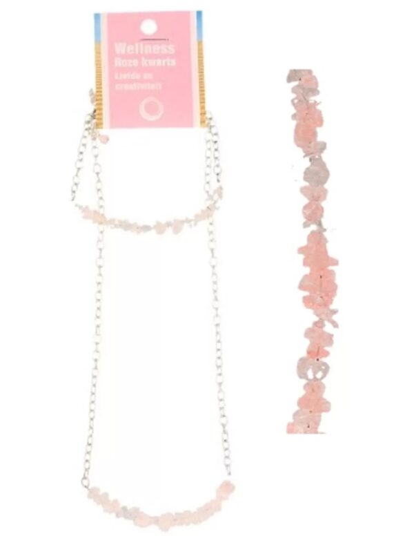 Roze kwarts bar sieraden combi