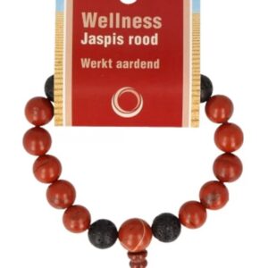 Jaspis rood powerbead mannen armband + kaart 21 cm