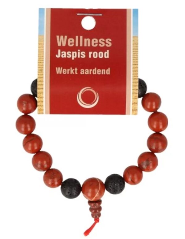 Jaspis rood powerbead mannen armband + kaart 21 cm