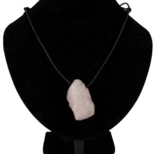 Roze kwarts ruwe hanger aan koord