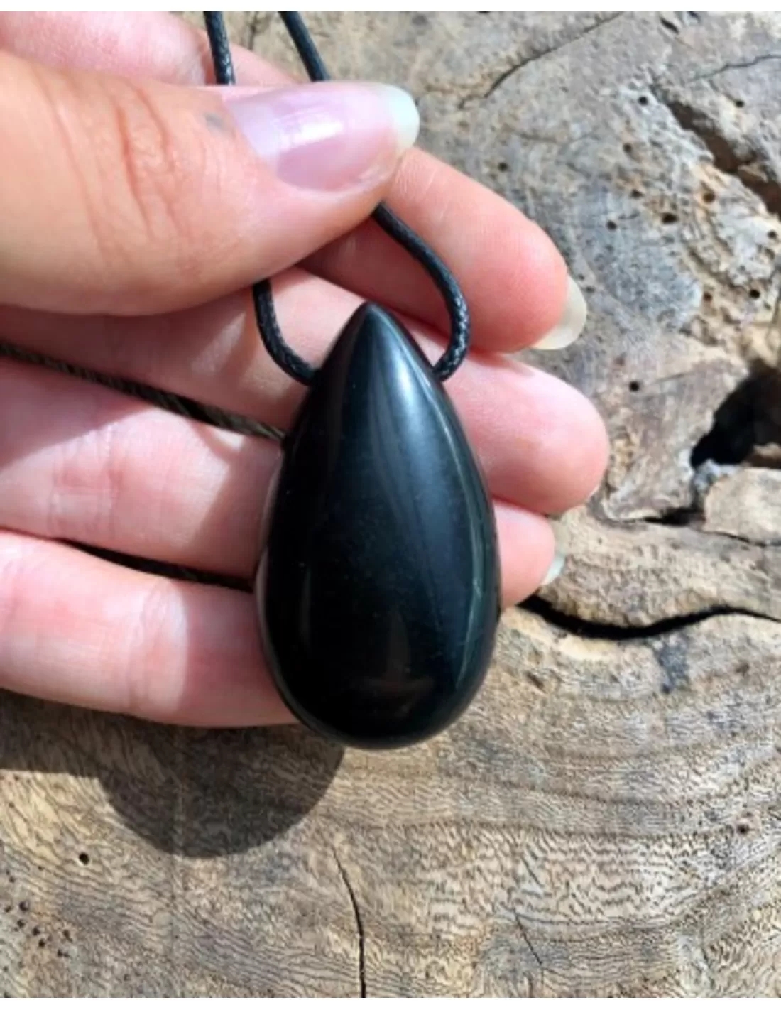 Obsidiaan zwart edelsteen druppel hanger - Image 2
