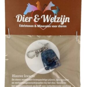 Blauwe kwarts halsband hanger Dier & Welzijn (bijgekleurd)