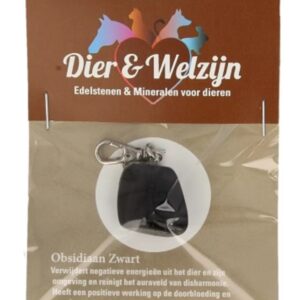 Obsidiaan zwart halsband hanger Dier & Welzijn