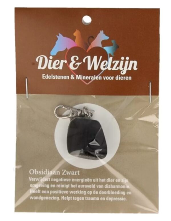 Obsidiaan zwart halsband hanger Dier & Welzijn