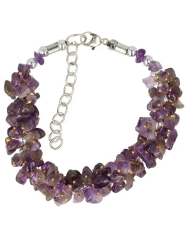 Amethist splitarmband cluster met sluiting