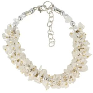 Bergkristal splitarmband cluster met sluiting