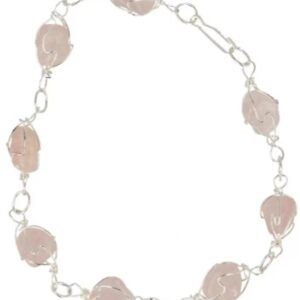 Roze kwarts armband / enkelband edelsteen wire