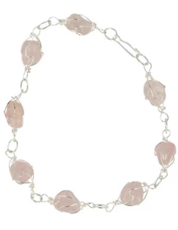 Roze kwarts armband / enkelband edelsteen wire
