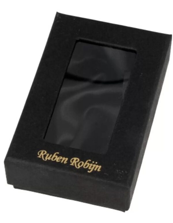 Verpakkingsdoosje zwart met raam 85 x 50 mm met logo