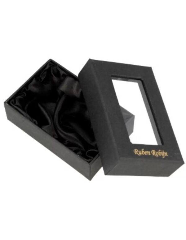 Verpakkingsdoosje zwart met raam 85 x 50 mm met logo - Image 2